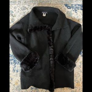 Jones New York Faux Fur Black Coat